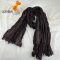 Multi Color Women Soft Breathable Cotton and Linen Scarves Solid Color Pleated Scarf Retro Bohemian Style Long Wraps 180*90cm