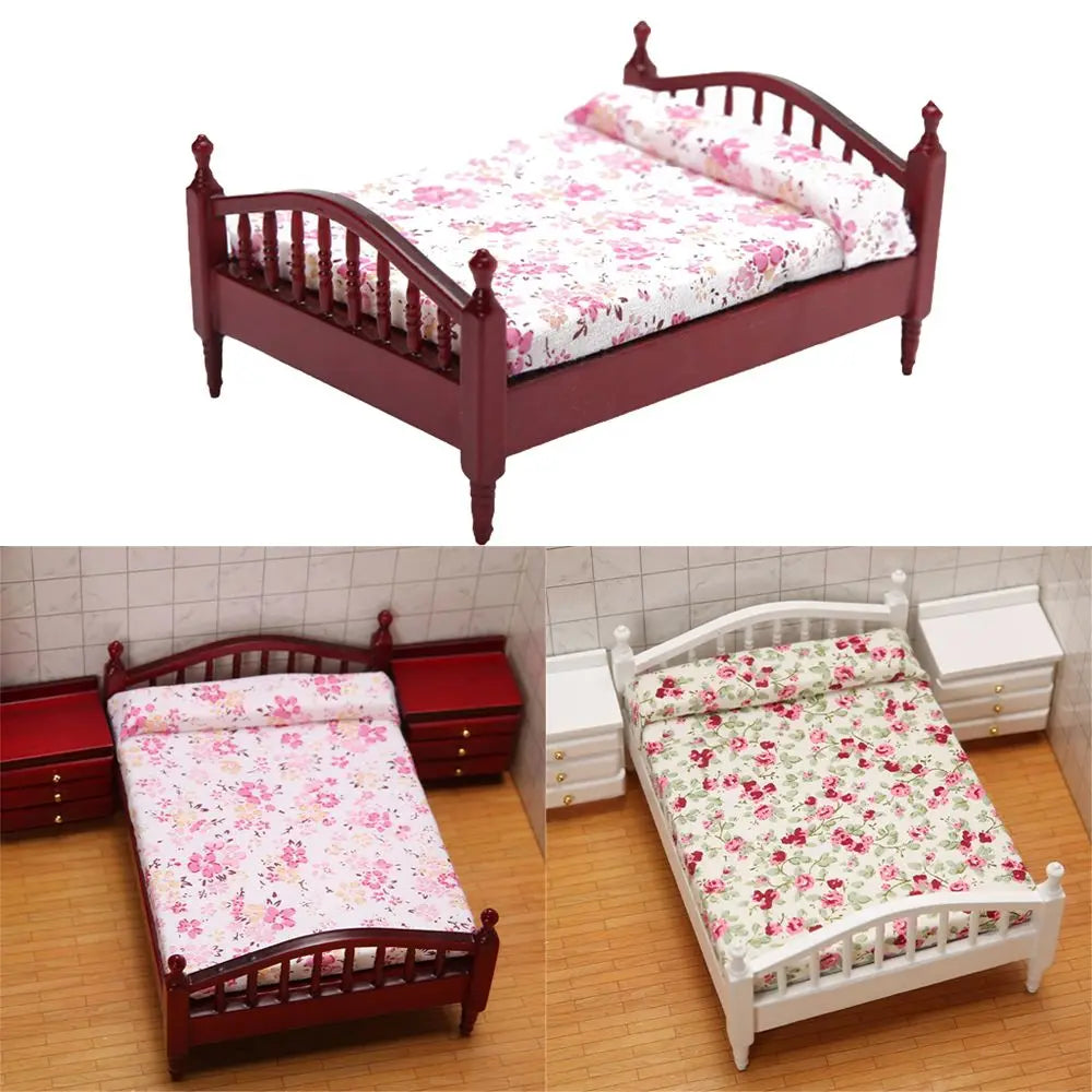 Kids Bedroom 1:12 Doll Houses Miniature Furniture Dollhouse Furniture Bed/Bedside Table For Dolls