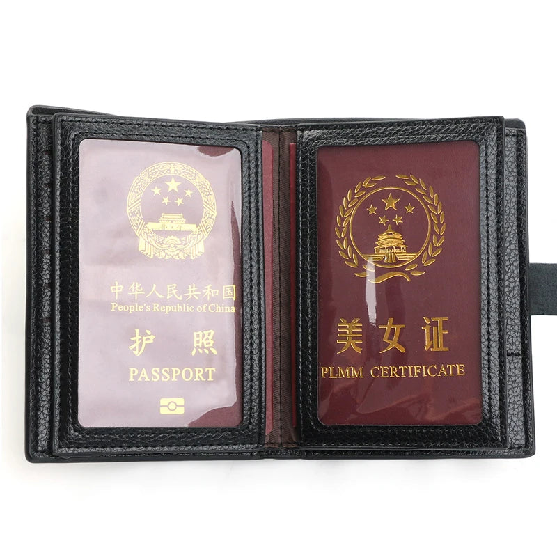 Men Women Leather Passport Wallet Large Capacity Multi Card Holder Zipper Coin Pocket RFID Blocking Clutch Secure Travel Organiz