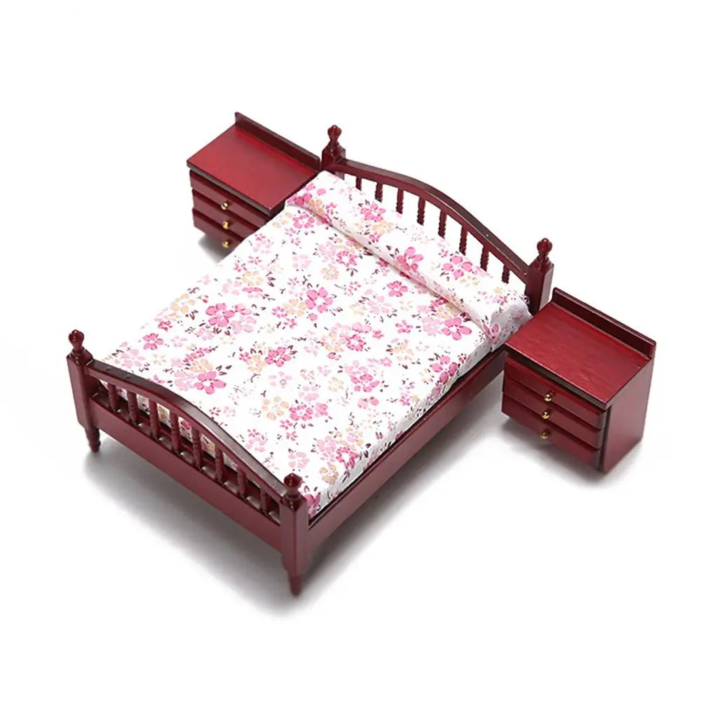 Kids Bedroom 1:12 Doll Houses Miniature Furniture Dollhouse Furniture Bed/Bedside Table For Dolls