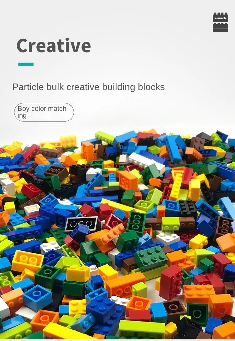 a vibrant assortment of colorful plastic creative building blocks in various shapes and sizes for diy creative building and kids play