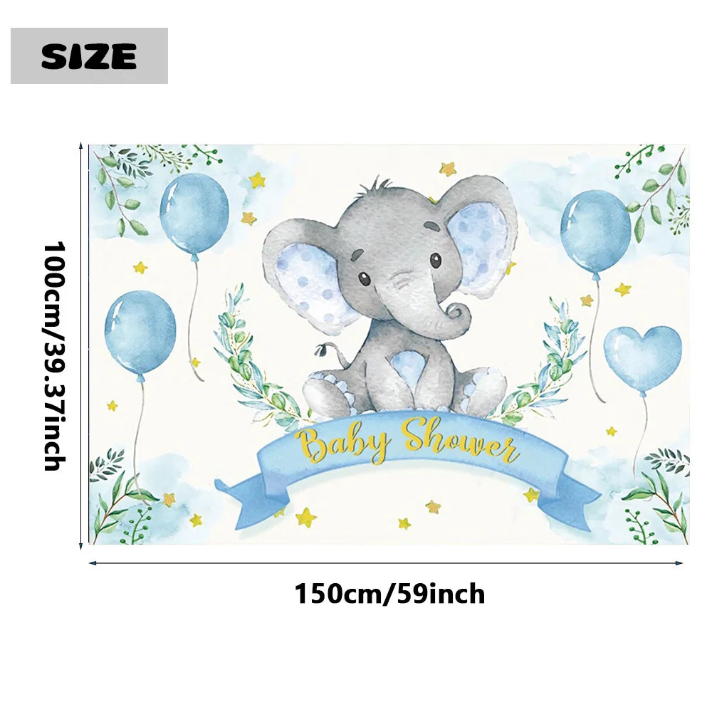 Elephant Baby Shower Photography Backdrop Blue Pink Boy Girl Gender Reveal Birthday Party Photo Deco Background Photocall Props