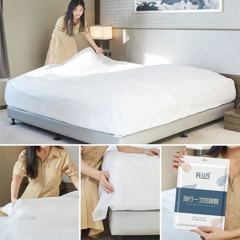 3 / 4-Piece Disposable Bed Sheet Non-Woven Bedding Set Duvet Cover Pillowcase Thickened Dirty Proof Isolation Sheets Travel