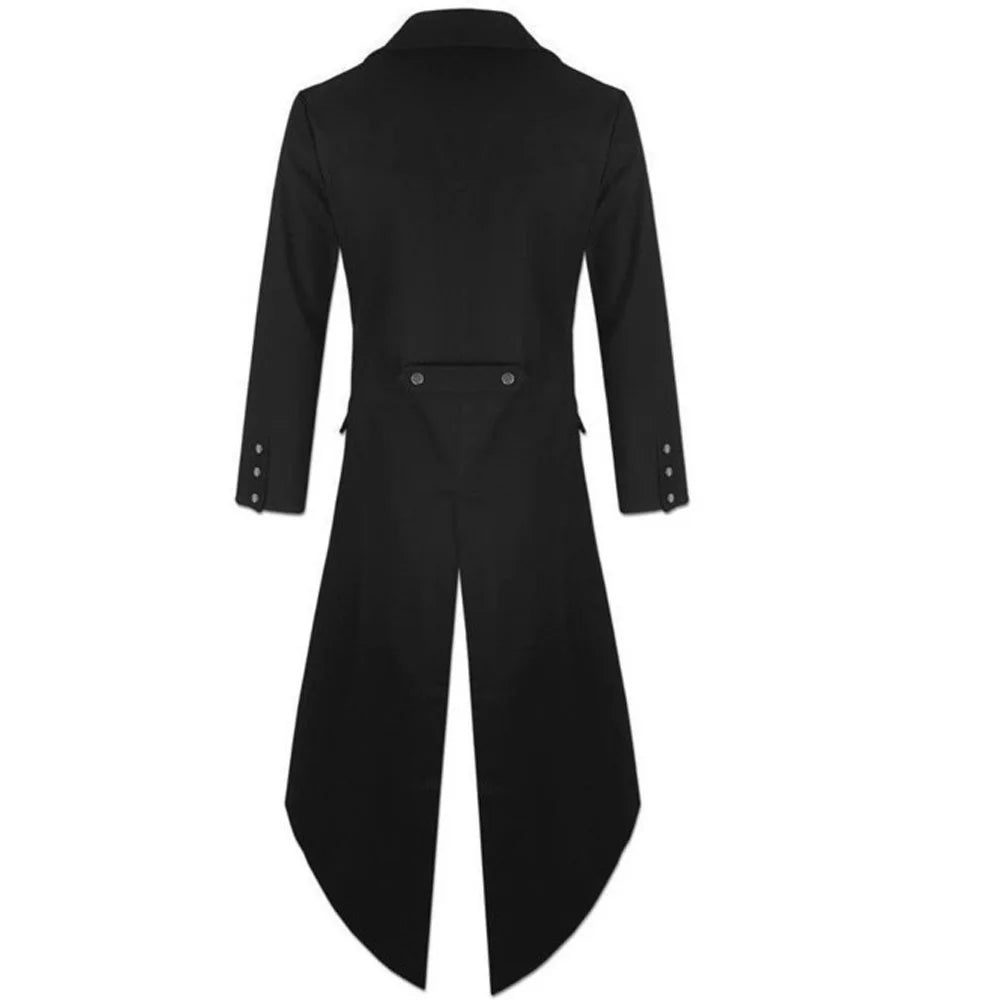 Mens Jacket Men Tailcoat Victorian Black Costume Long Jacket Mens Party Punk Soft Steampunk Clothes Comfortable Retro
