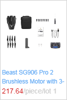 Beast sg906 pro 2 remote control helicopter high quality brushless motor with three black propellers and package includes accessories.
