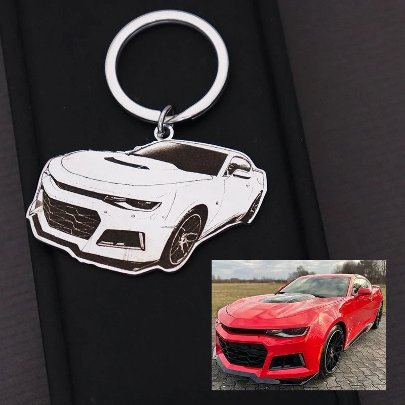 Personalized Car Photo Keychain Custom Engraved Motorcycle Picture Pendant Gifts Stainless Steel Memory Jewelry Picture Pendants
