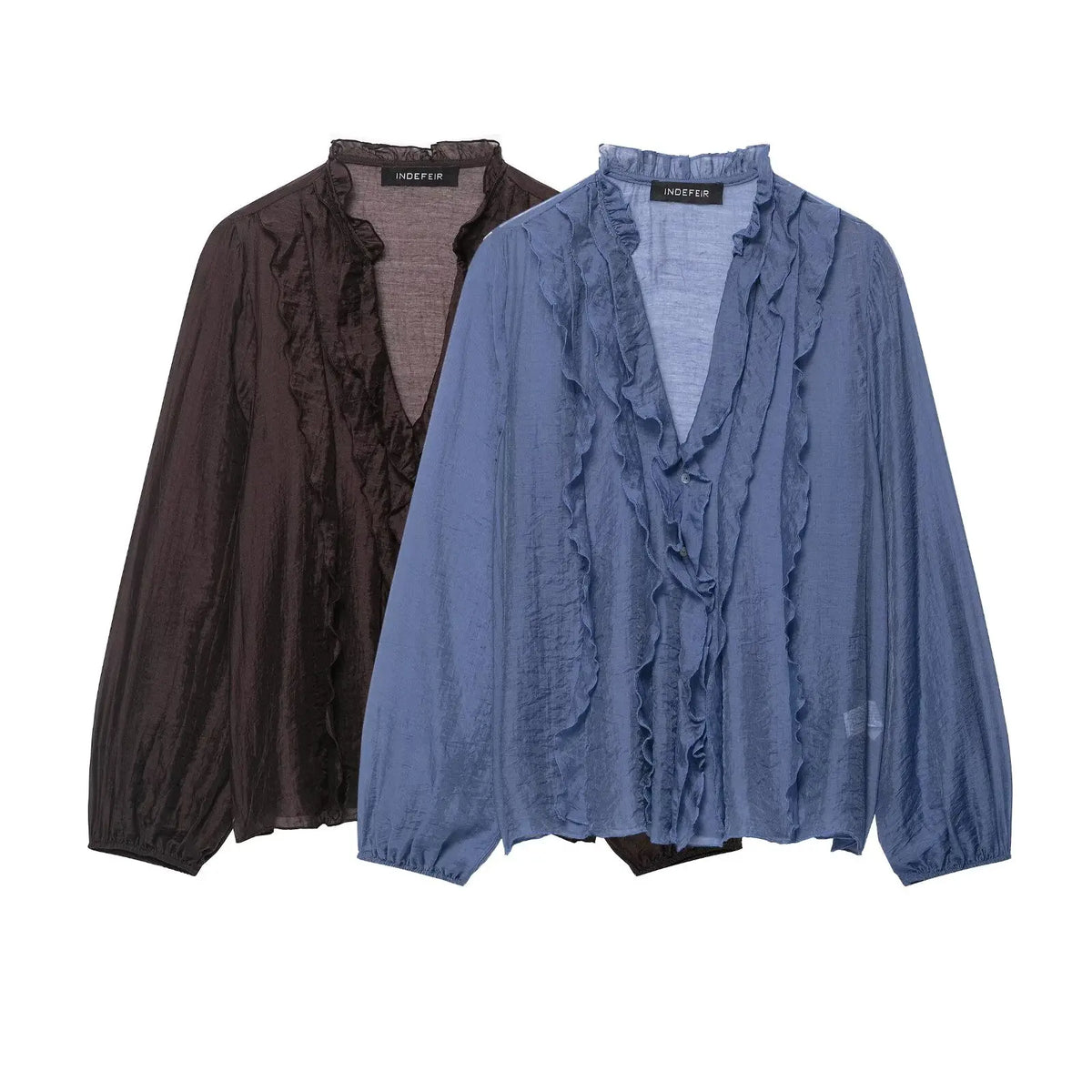 Willshela Women Fashion Ruffled Pleated Single Breasted Blouse Vintage V-Neck Long Sleeves Female Chic Lady Shirts
