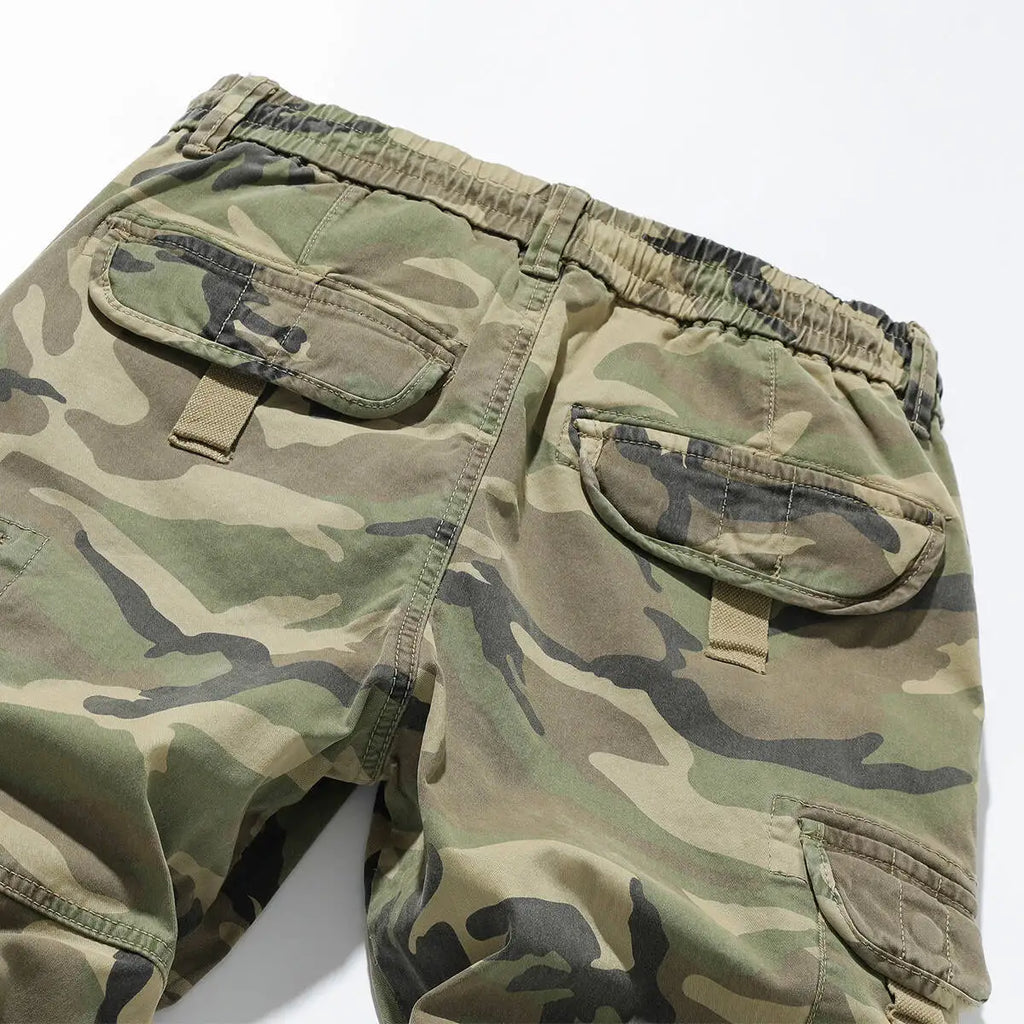 Men's Outdoor Camouflage Cargo Pants with Multi-Pocket Trendy Brand Jogger Wash Cotton Loose Fit Sports Tapered Track Sweatpants