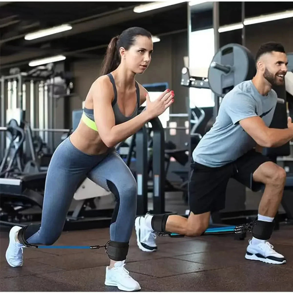 Resistance Band Set with Ankle Straps, Elastic Workout Fitness Bands for Home Gym Yoga Training, Suitable for Men & Women