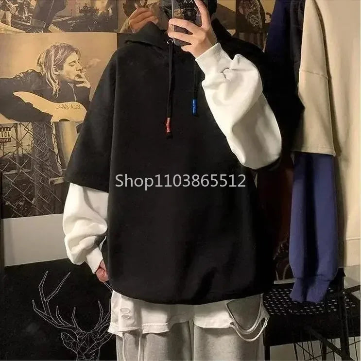 Hoodies Men Fashion Patchwork Sweatshirts Hip Hop Swag Style Hip Hop Streetwear Hooded Jacket Coat Male Hoodies Autumn Pullover