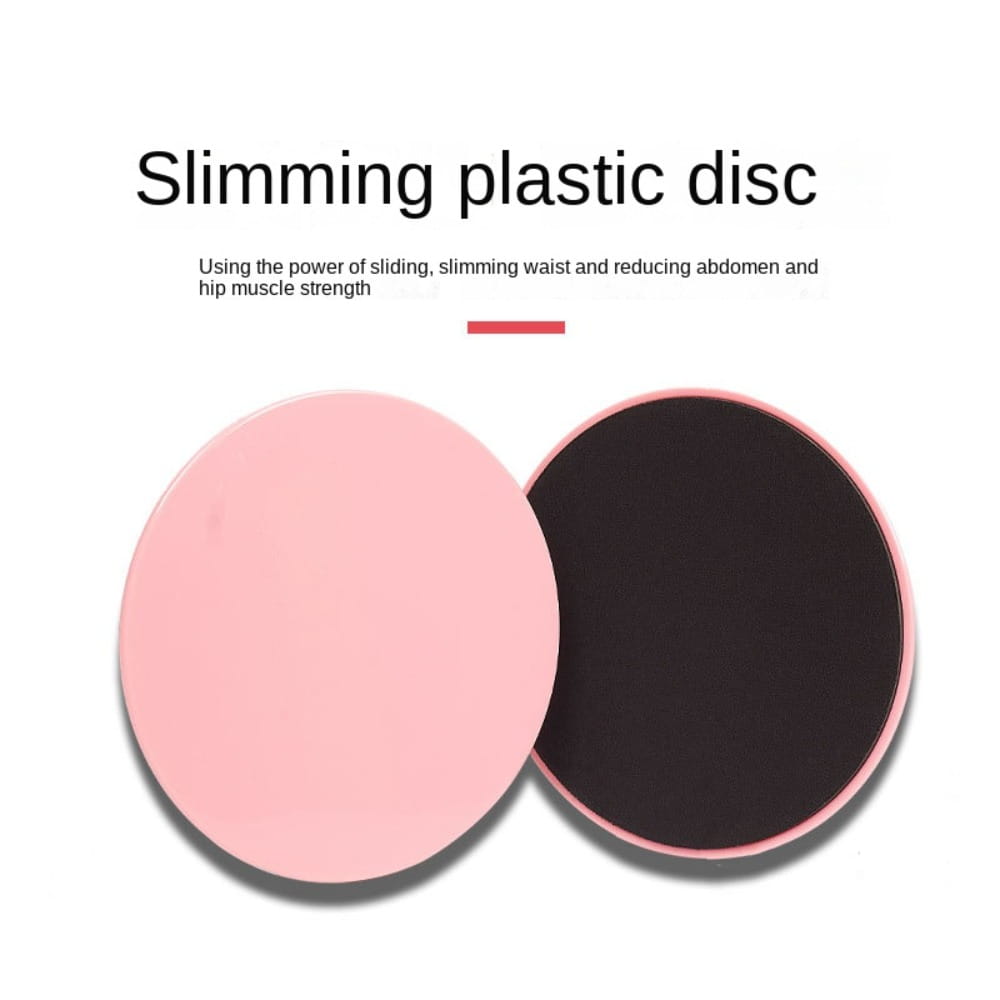 Pink and black plastic core sliders fitness gliding discs with a smooth circular design for abdominal training