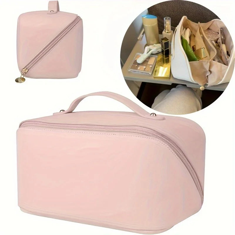 Large Travel Cosmetic Bag For Women Leather Makeup Organizer Female Toiletry Kit Bags Make Up Case Storage Pouch Luxury Lady Box