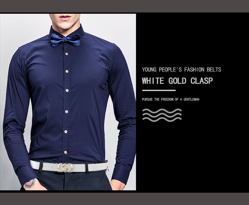 Ceinture en cuir blanc pour homme avec logo g à entrelacement et fermoir blanc doré.