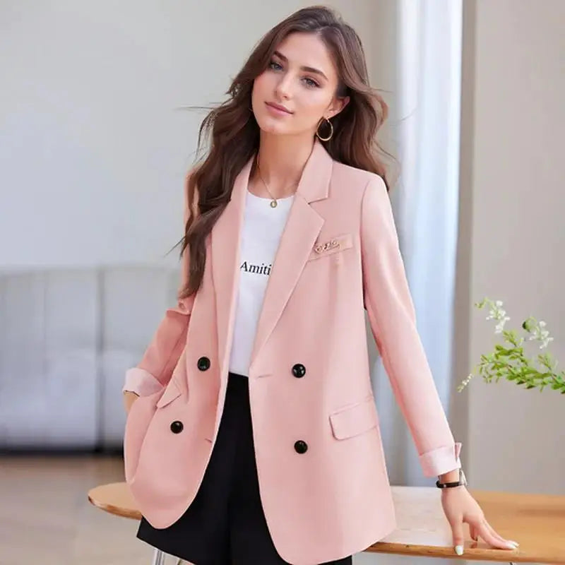 Double Breasted Women's Blazers Feminino Spring 2025 Business Formal Jacket Coat Outerwear Plus Size Blazer Femme Work Wear