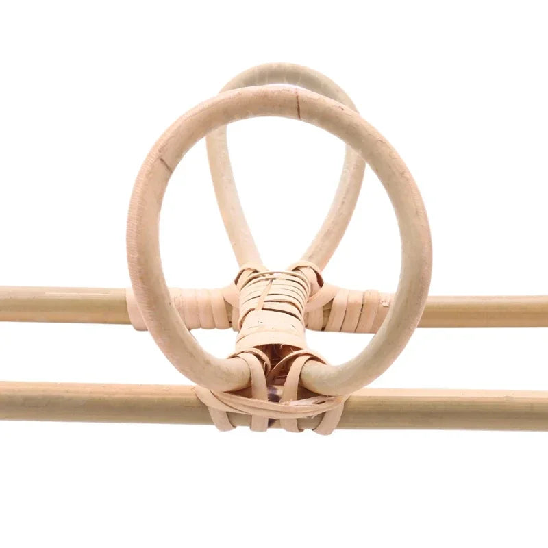 5-Hook Rattan Wall Hanger Kids Garments Organizer Rack Clothes Hat Hanging Hooks Practical Storage Decor For Kids Room Daily Use