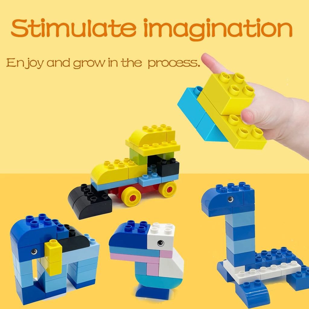 Big Blocks Bulk Building Blocks for Kids Toddlers Creative Gifts for Kids Compatible Duplo Animal Train Bricks Set Toys