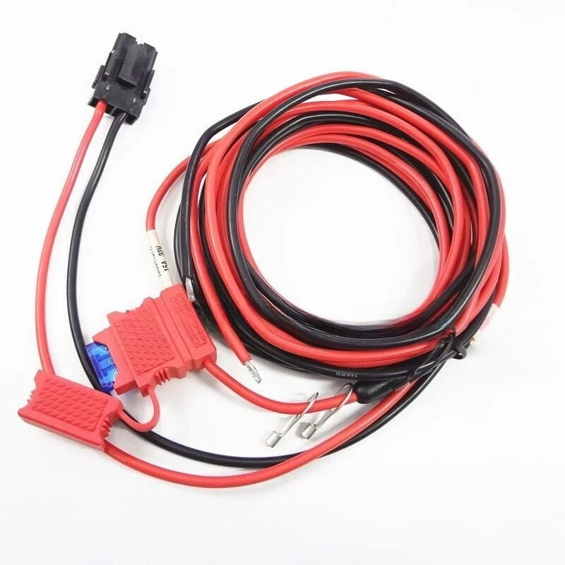 câblage torsadé rouge et noir avec connecteurs en plastique pour le cordon d’alimentation rkn4152a utilisé dans les dispositifs d’interphonie Motorola