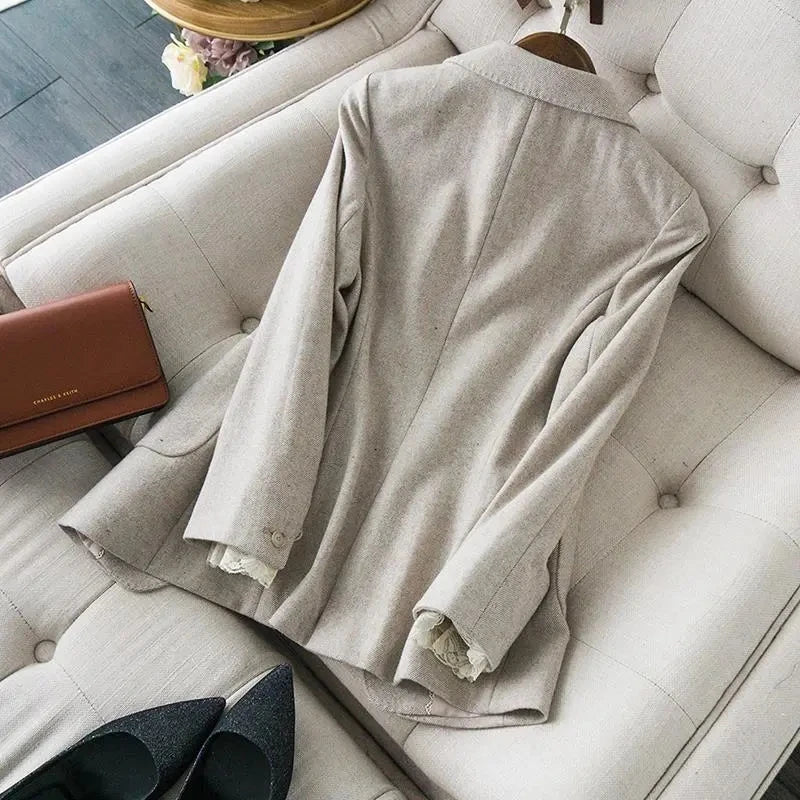 2025 New Women Blazers Jackets Long Sleeve Elegant Office Lady Fashion Outerwear Vintage Fashion Single Breasted Female Coats