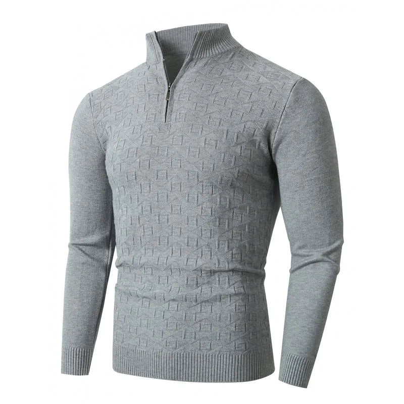 plus Size Men's Cable Knitted Jumper Funnel Neck Warm Pullover Half Zip Sweater Casual Streetwear for Winter And Autumn