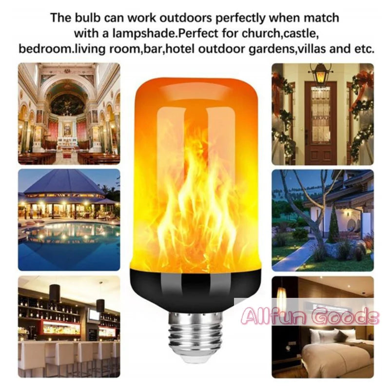 1Pc LED Flame Effect Fire Light Bulb E27 Simulated Nature Flicker Lamp Decor Light Dynamic Flame Effect Lighting Lamp For Home