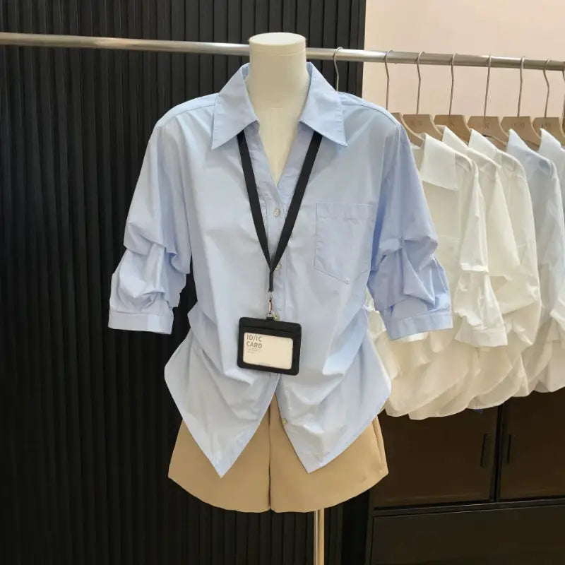 Women's Loose Casual Shirt, Spring/Summer New Arrival, High-Waisted Slimming, Stylish Flared Collar, Versatile Long Sleeve
