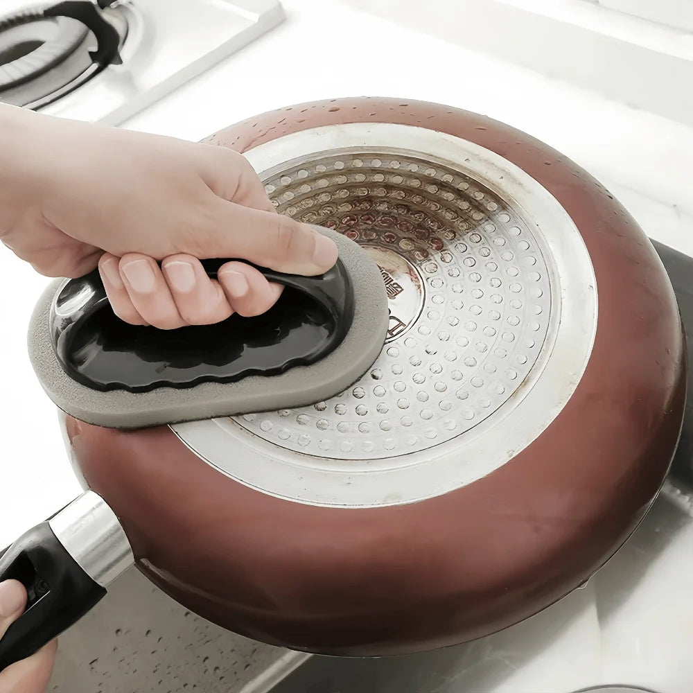 Kitchen Bathroom Cleaning Sponge with Handle Multipurpose Pot Scrubber Stove Cleaning Rust Removal NonScratch Dishwashing Home
