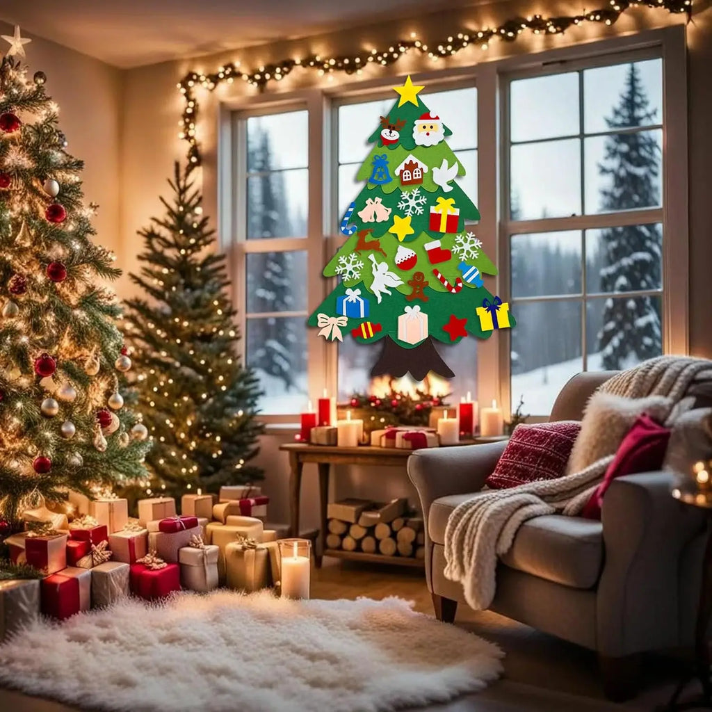 DIY Christmas Trees, Wall-mounted Christmas Tree Decorations, Removable Ornaments, Festive Craft Door Hangings, and Home Decor