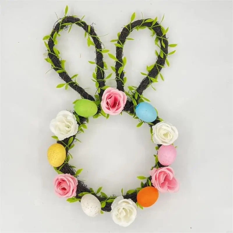 Easter Wreath for Festival Home DecorationPlastic and Fabric Fade Resistant Garland for Door Wall Window B03E