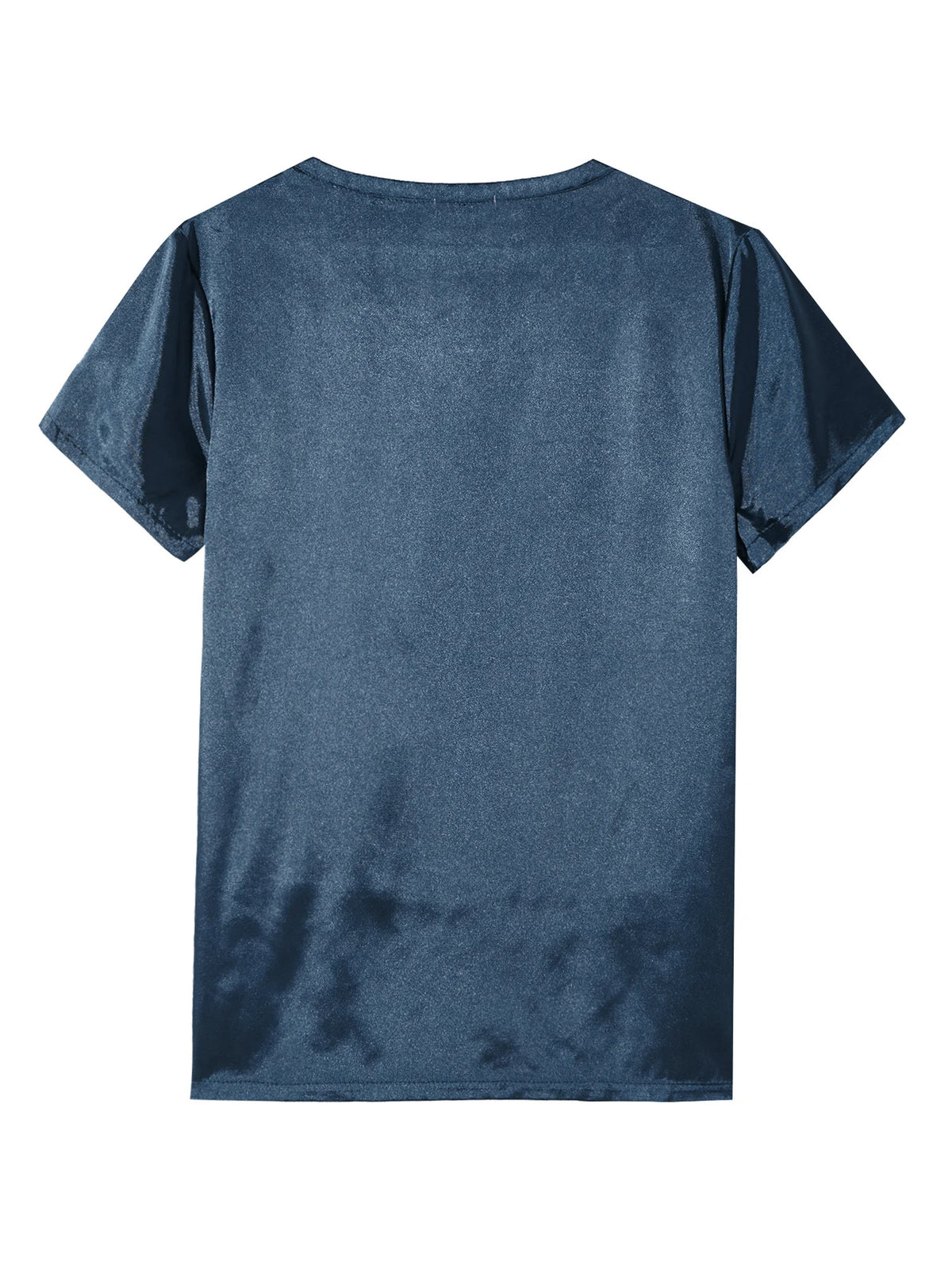 Men Male V Neck Short Sleeve Satin Casual T-Shirt Loose Pajamas Tops Tees Solid Color T Shirt Loungewear Sleepwear Nightwear