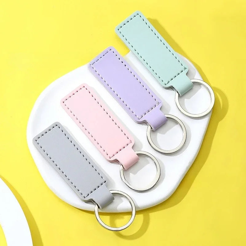 Personalized Name Number PU Leather Keychain Business Gift Pendant Laser Customized Logo Bag Car Key Chain Ring Keyring