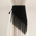 Women's Elegant Black Fabric Waist Belt with Fringe Tassels for Dresses Shirts and Skirts Dress Waist Cover for Women