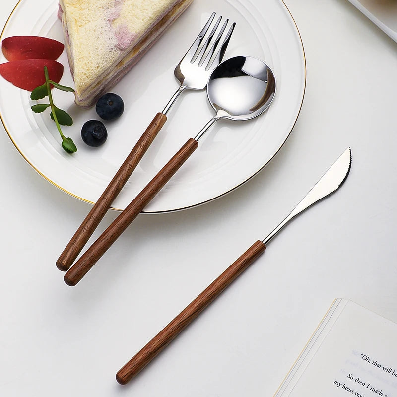 Vintage 304 Stainless Steel Tableware For The Kitchen Cutlery Dinner Steak Dessert Spoon Fork Knife Kit Set Dinnerware Flatware
