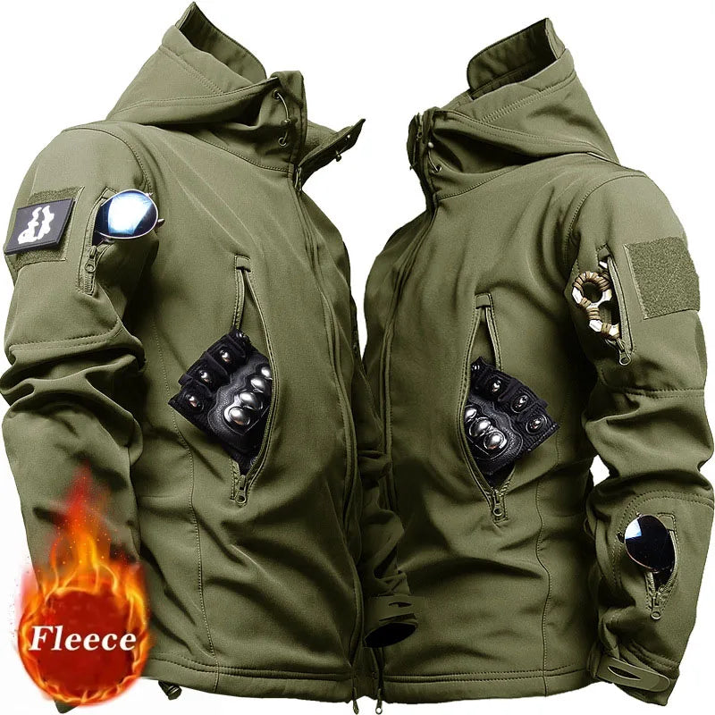 2024 New Outdoor Jackets Men Shark Skin Soft Shell Tactical Waterproof Windbreaker Jacket Mens Hooded Bomber Coats Hiking