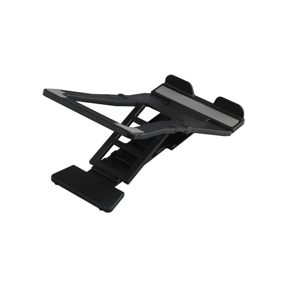 support de téléphone et tablette de bureau réglable en plastique noir avec hauteur et angle réglables pour un maintien ergonomique des appareils