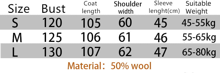 Abrigo exterior tipo osito de peluche largo para mujer de lana, confeccionado con un 50 % de lana, con un diseño clásico e incluyendo medidas de contorno de pecho y contorno de cadera para las tallas S, M y L, con servicio de atención al cliente disponible para brindar asistencia.