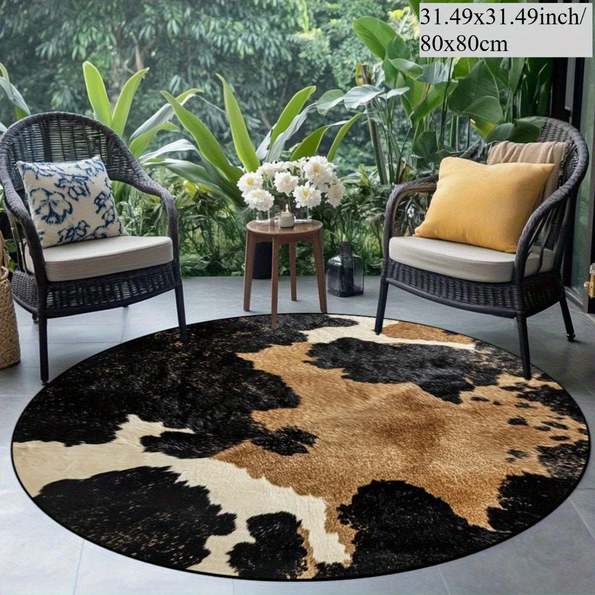 Trendy Bold Text Round Area Rug Stylish Typography Printed Carpet for Bedroom Apartment House Ornament Decoration