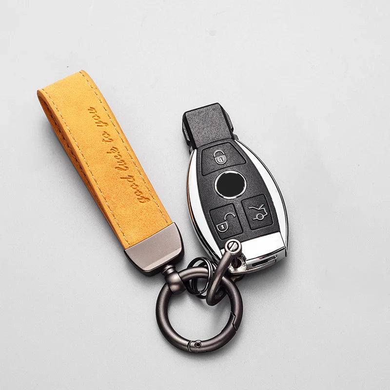 New Car Key Chain Luxury Genuine Leather Keychain Pure Color Buckle Car Key Ring Car Accessories Gift Car Keychain car keychain