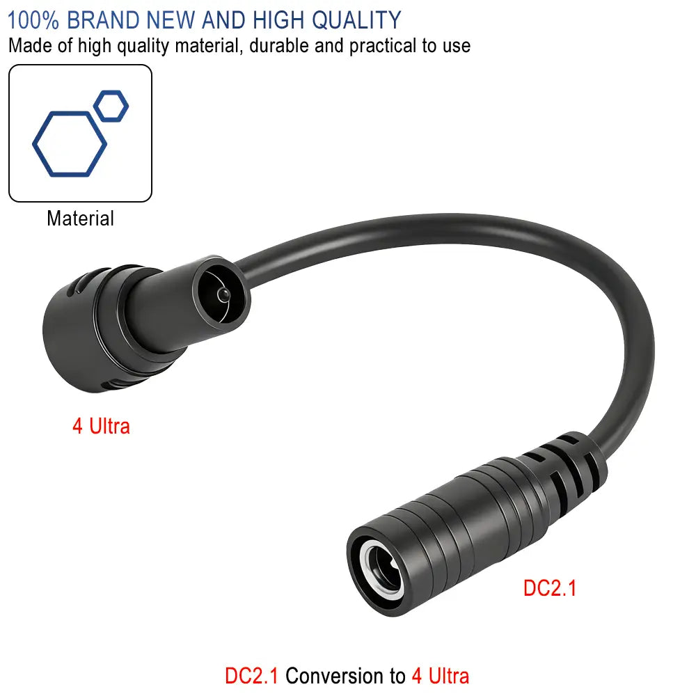 Cable adaptador de alimentación dc2.1 a 4 ultra negro con diseño flexible y duradero para la carga de vehículos o dispositivos electrónicos en el producto de cable adaptador del puerto de carga Xiaomi 4 Ultra.
