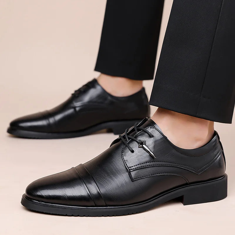 Men Leather Shoes British Style Business Dress Shoe Classic Laced Oxford Shoes Luxury Wedding Shoes for Men Casual Leather Shoe