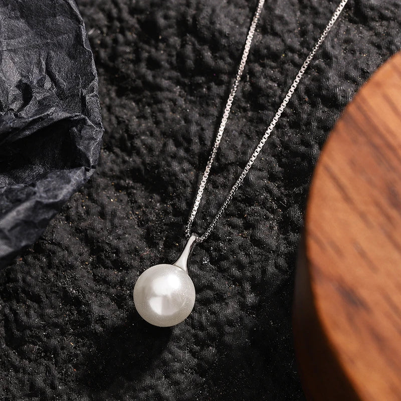 Simple, Fashionable and Versatile Authentic S925 Silver Pearl Pendant Women's Necklace
