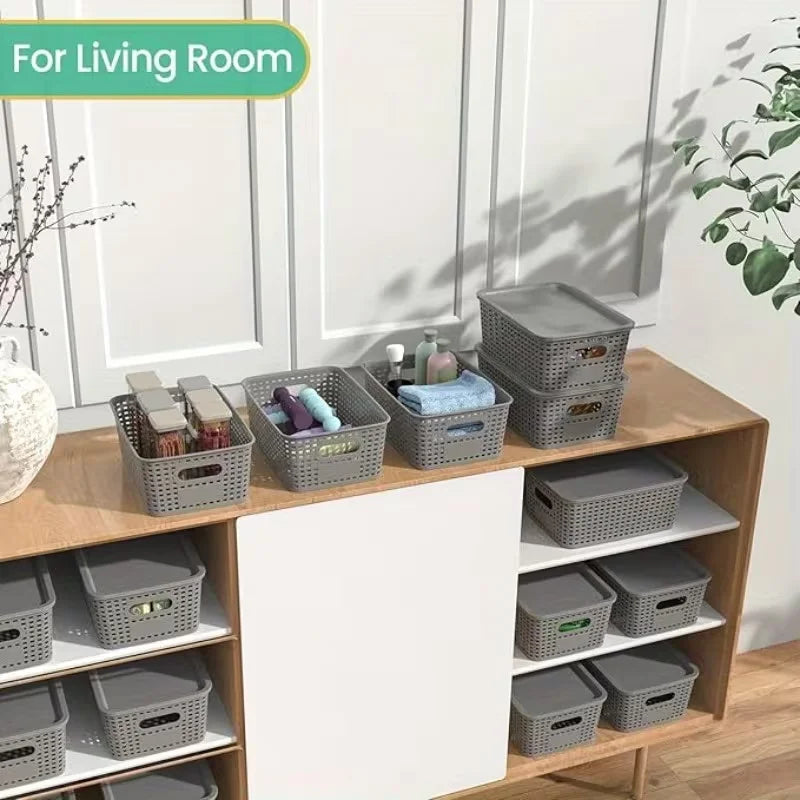 6 Stackable Storage Boxes with Lids, Space Saving Storage Rack Container, Suitable for Home Office, Bedroom Perfect for Home Use