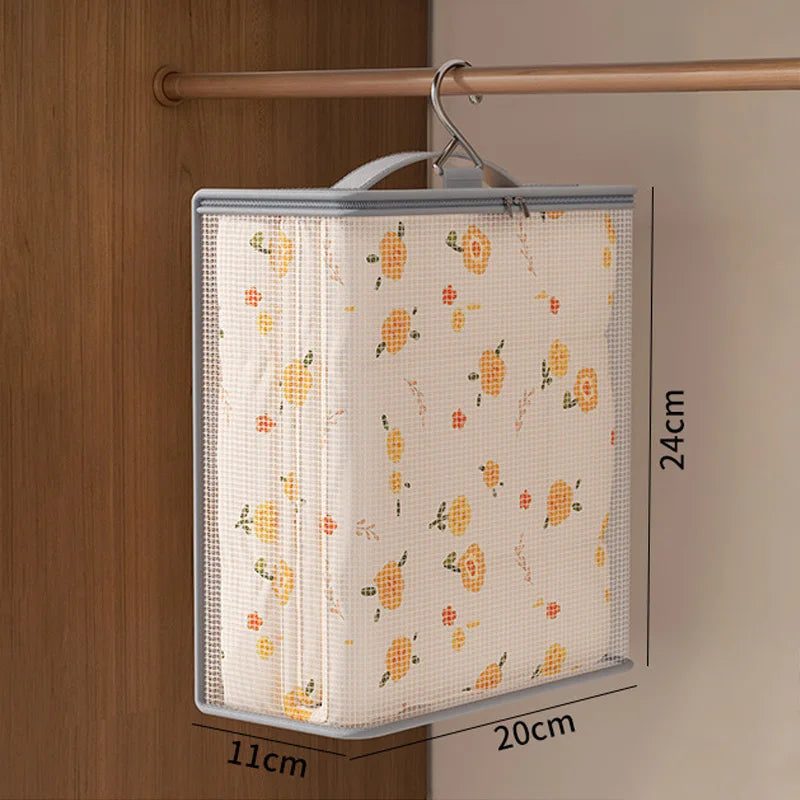 1pc Bedroom Bedding Storage Bag Bed Sheet Quilt Cover Storage Bags Hanging Wardrobe Organizer Clothes Storage Bags PVC