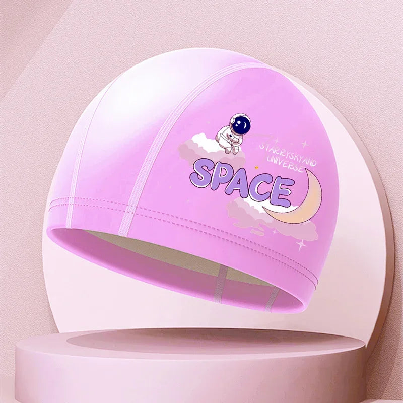 Children's Cartoon Swimming Cap, Waterproof, High Elastic, Ear Protection, Cute, Boys, Girls, Swimming Accessories
