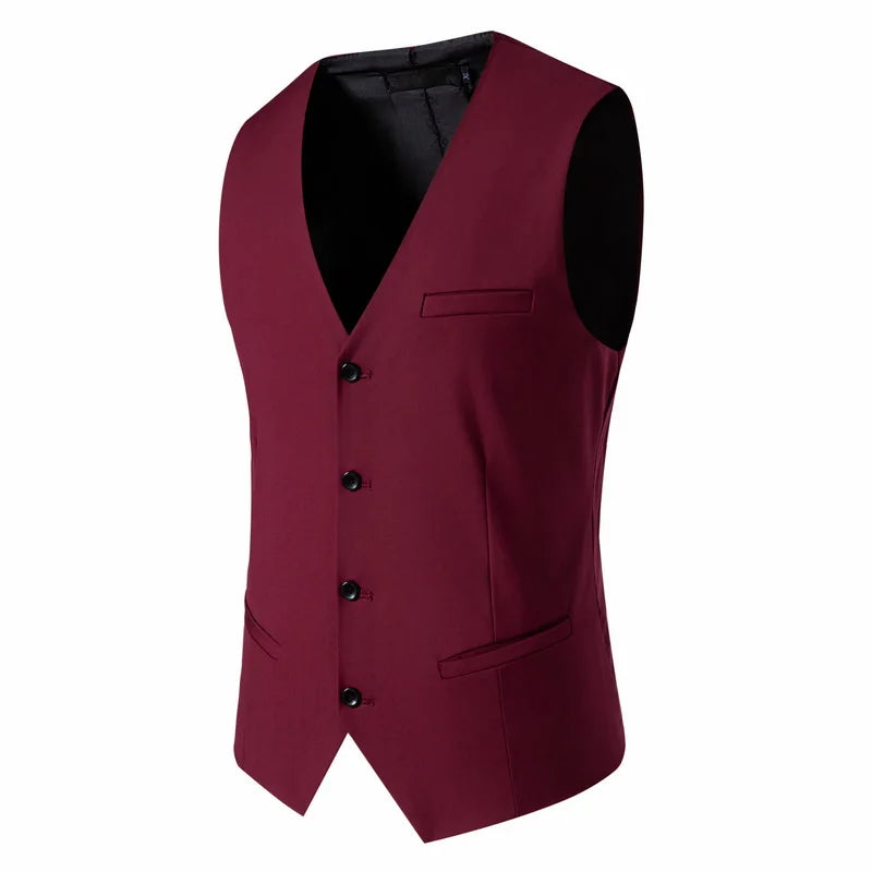 Mens Suit Vest Smart Casual Sleeveless Vest Single Breasted Solid Color Business Wedding Formal Suit Vests Spring Summer Autumn
