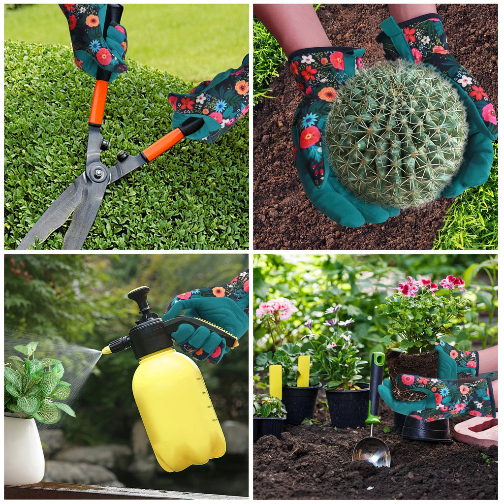 Gardening Gloves for Women Breathable Leather Garden Gloves with Grip Thorn-Proof Puncture-Resistant Work Gloves