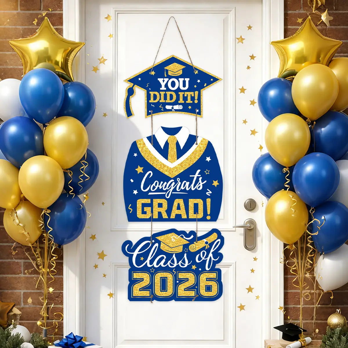 Graduation Season Paper Door Hanging Congrats Grad Party Decor Class of 2026 Gown Hat Hanging Grad Celebration Party Supplies