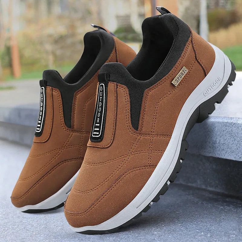 Men's Casual Walking Shoes Faux Suede Leather Slip-On Orthopedic Sneakers for Jogging Hiking Elderly Comfortable Concise Design