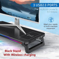 Wireless Charging Computer Stand with RGB Light Monitor Stand Office Docking Station Multifunctional Foldable Desktop Organizer