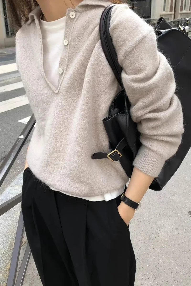 100% Merino Wool Women's V-neck Pullover Sweater For Autumn Winter Casual Fashion Soft Knitted Cashmere Sweater