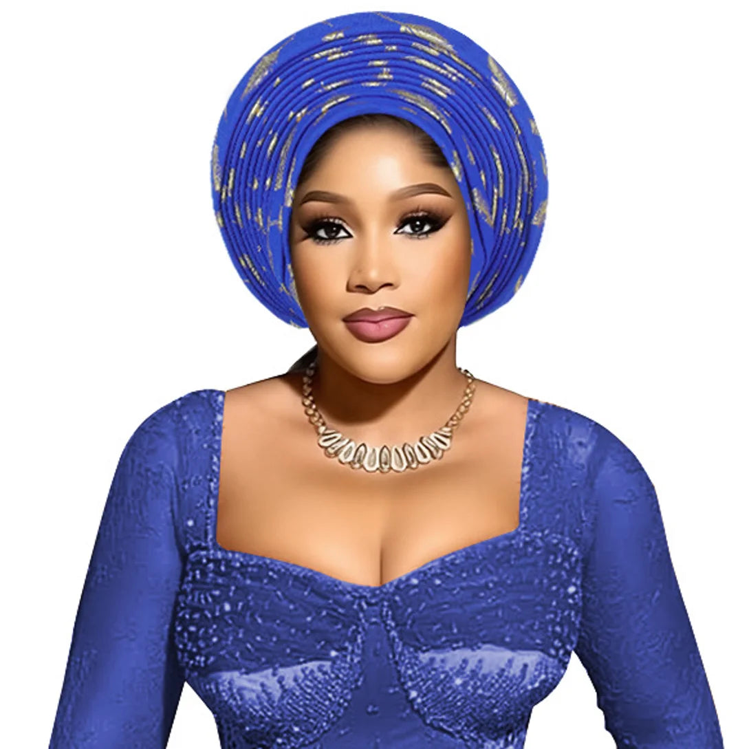 Nigerian Wedding Geles African Headtie Auto Gele Turbans For Women Aso Oke Fabric Muslim Headwear Headpiece Female Head Wraps